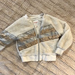 Ivory Sherpa jacket- metallic accents